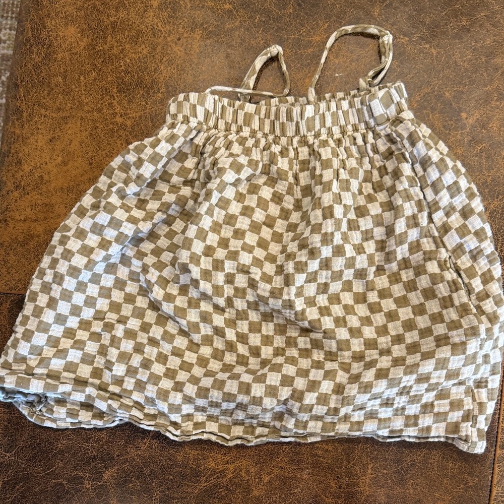 Rylee + Cru Checkered Kids Dress in Brown and White